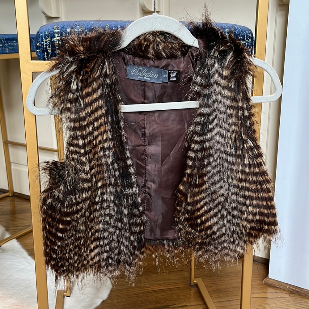 Faux Pheasant Feathered Shrug Vest